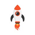 Cartoon rocket space ship icon in flat style. Spaceship vector i Royalty Free Stock Photo