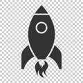 Cartoon rocket space ship icon in flat style. Spaceship vector i Royalty Free Stock Photo