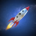 Cartoon rocket space ship in the sky Royalty Free Stock Photo