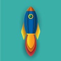 Cartoon rocket space ship take off Royalty Free Stock Photo