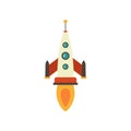 Cartoon rocket space ship take off, isolated illustration. Simple retro spaceship icon
