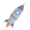 Cartoon rocket space ship take off, isolated vector illustration. Royalty Free Stock Photo