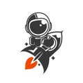 Cartoon rocket space ship take off, isolated vector illustration. Simple retro spaceship Royalty Free Stock Photo