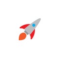 Cartoon rocket space ship take off, isolated vector illustration. Simple retro spaceship icon Royalty Free Stock Photo