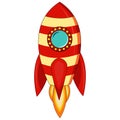 Cartoon rocket space ship take off Royalty Free Stock Photo