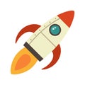 Cartoon rocket space ship take off, isolated vector illustration. Simple retro spaceship icon Royalty Free Stock Photo