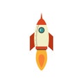 Cartoon rocket space ship take off, isolated vector illustration. Simple retro spaceship icon Royalty Free Stock Photo