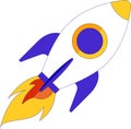 Cartoon rocket space ship take off, isolated vector illustration. Simple retro spaceship icon. Royalty Free Stock Photo