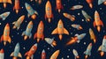 Cartoon Rocket Spaceship Cosmic Space Planet Pattern Royalty Free Stock Photo
