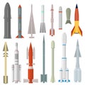 Cartoon Rocket Weapon Icon Set Different Type. Vector