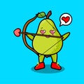 cartoon romantic cupid pear fruit with love arrow Royalty Free Stock Photo