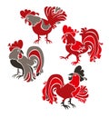 Cartoon roosters.