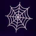 Cartoon round spider web on dark background, 3d render