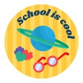 Cartoon Round Sticker School Is Cool