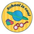 Cartoon Round Sticker School Is Cool