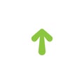 Cartoon rounded green arrow up in. flat icon. Isolated on white. Upload icon. Upgrade sign.