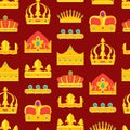 Cartoon Royal Golden Crown Background Pattern. Vector