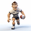 Cartoon Rugby Player Running With Ball - Sketchfab Style Royalty Free Stock Photo