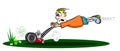 Cartoon runaway lawnmower