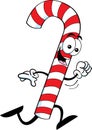 Cartoon running candy cane