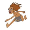 Cartoon running caveman with scared expression Royalty Free Stock Photo