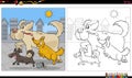 Cartoon running dogs group coloring book page