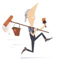 Cartoon running painter illustration Royalty Free Stock Photo