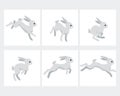 Cartoon running rabbit animation sprite sheet isolated on white background