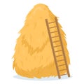 Cartoon rural haystack. Stacked fodder straw, agricultural farm hay heap, dried haycock vector background illustration on white