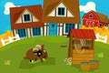 Cartoon happy and funny farm scene with happy goat Royalty Free Stock Photo