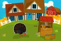 Cartoon rural scene with farm animal