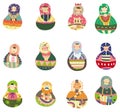 Cartoon Russian Doll icon