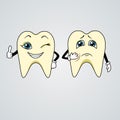 Cartoon of sad and happy teeth