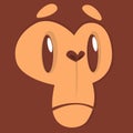 Cartoon sad monkey face expression. Vector illustration of smiling monkey avatar character.