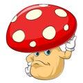 A cartoon sad mushrooms character