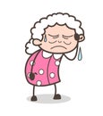 Cartoon Sad Old Lady Crying Vector Illustration Royalty Free Stock Photo