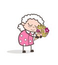 Cartoon Sad Old Lady Remembering Memories Vector Illustration Royalty Free Stock Photo