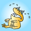 Cartoon sad orange frog. Vector illustration.
