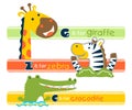 Cartoon of safari animals on colorful striped