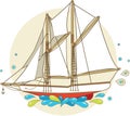 Cartoon sailing ship