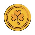 Cartoon saint patrick day gold coin shamrock icon