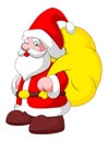 Cartoon Santa with Bag - Christmas Vector Illustration Royalty Free Stock Photo
