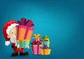 Cartoon Santa character with gift boxs in hands