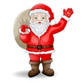 Cartoon Santa Claus with bag