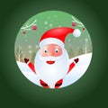 Cartoon Santa Claus Character On Green Snow Nature