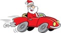 Cartoon Santa Claus driving a sports car. Royalty Free Stock Photo