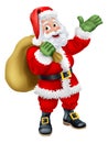 Cartoon Santa Claus Father Christmas and Gift Sack Royalty Free Stock Photo