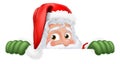 Cartoon Santa Claus Father Christmas Peeking Sign Royalty Free Stock Photo