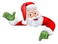 Cartoon Santa Claus Father Christmas Peeking Sign Royalty Free Stock Photo