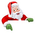 Cartoon Santa Claus Father Christmas Peeking Sign Royalty Free Stock Photo